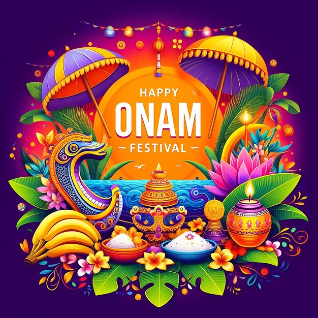 Photo happy onam kerala festival banner template