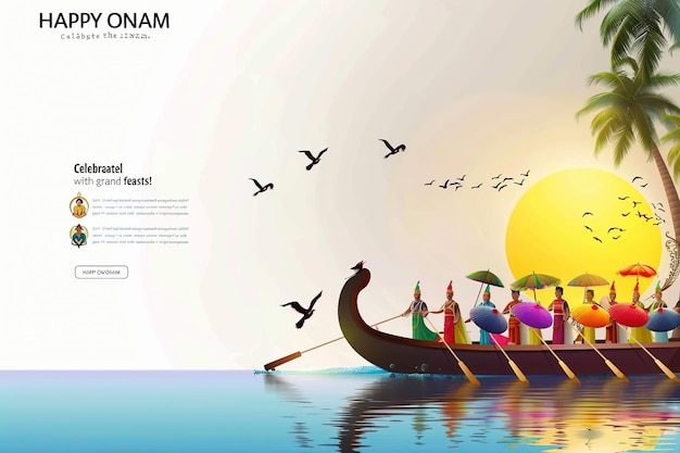 Happy Onam with creative vector abstract for and beautiful design illustration in a creative poster