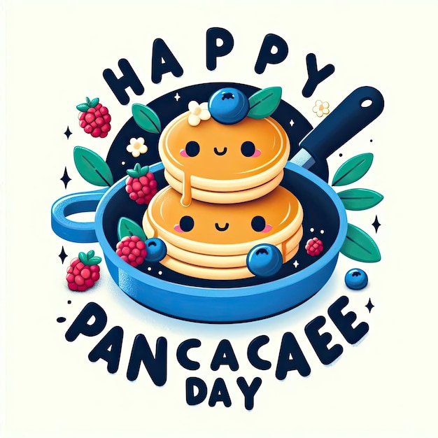 Photo happy pancake day pancake day background national pancake day cartoon vector illustration design