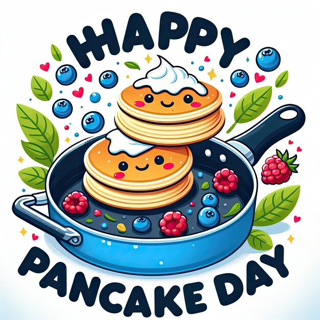 Happy pancake day pancake day background National Pancake Day Cartoon Vector illustration design