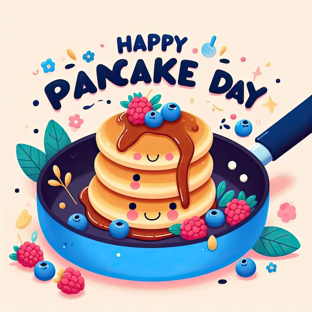 Happy pancake day pancake day background National Pancake Day Cartoon Vector illustration design