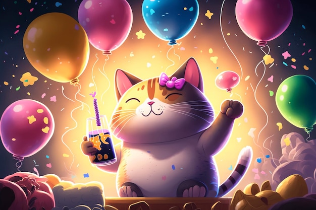 Happy party funny cat or celebration concept