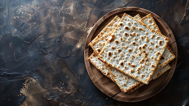 Happy Passover matzah concept on wooden board