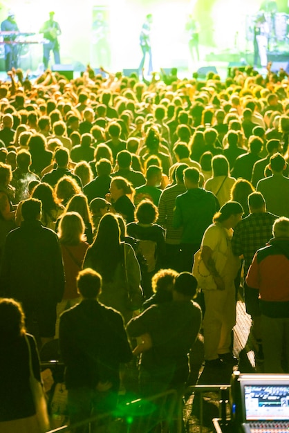 Happy people enjoying performance of popular band