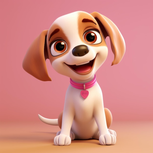 Happy Pink Baby Beagle Exercising 3d Render Wallpaper