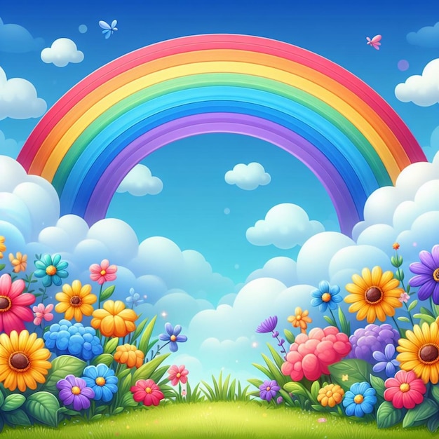 Happy Pride month rainbow pastel fantasy weather shiny poster graphic sunlight scene wallpaper