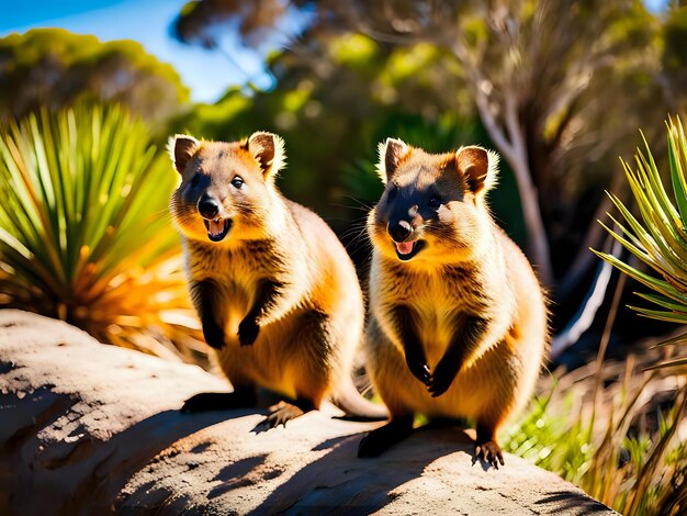 Photo happy quokka moments captured in australian island wildlife