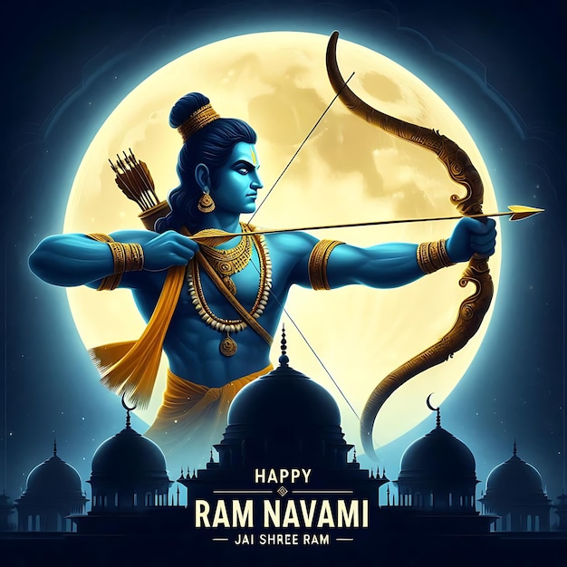 Photo happy ram navami festival wishes and celebration card