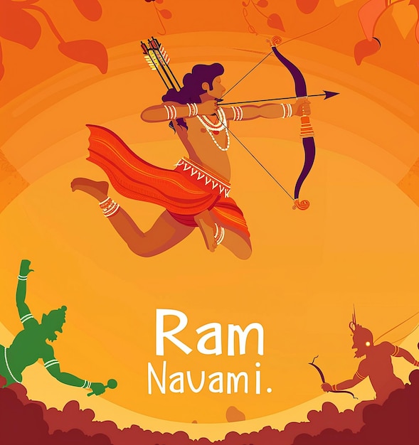 Photo happy ram navami social media post template design illustration happy dussehra with red colors bg