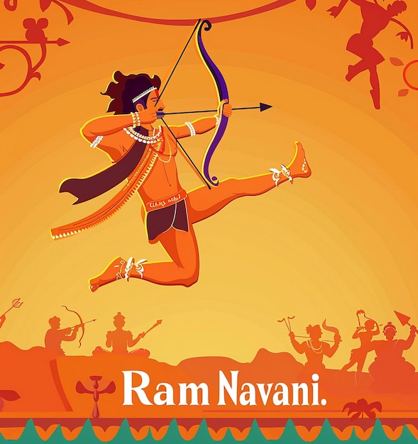 Photo happy ram navami social media post template design illustration happy dussehra with red colors bg