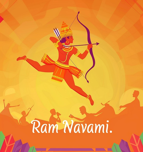 Photo happy ram navami social media post template design illustration happy dussehra with red colors bg