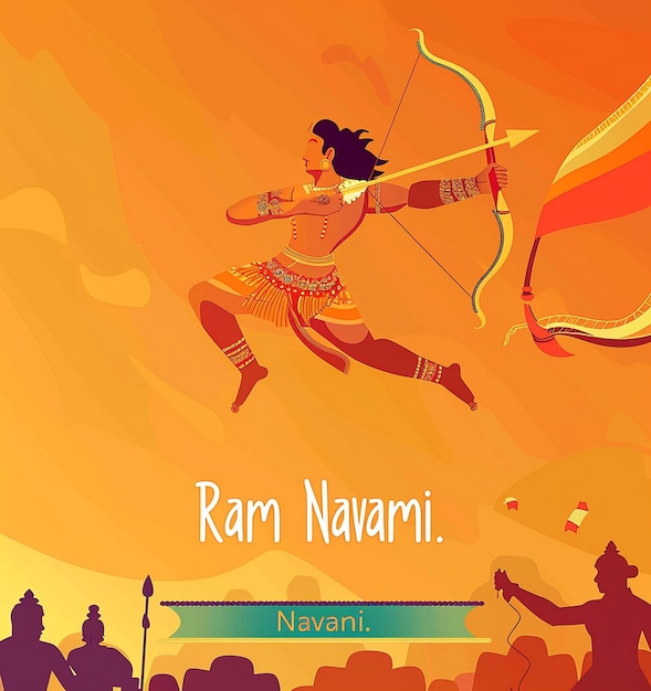 Photo happy ram navami social media post template design illustration happy dussehra with red colors bg