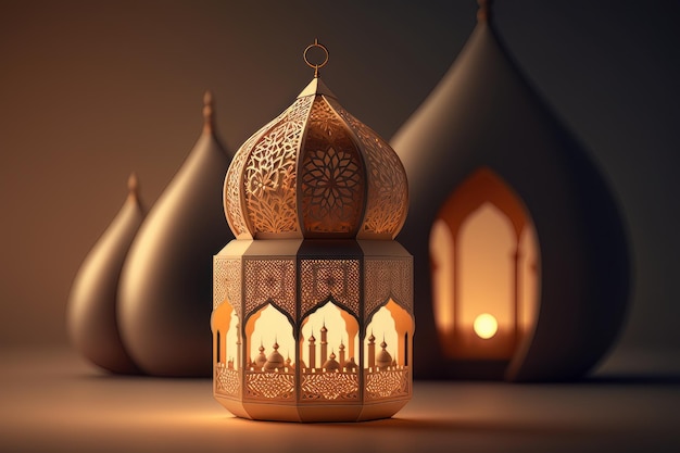 Happy Ramadan Kareem mosque lantern Illustrator AI Generative