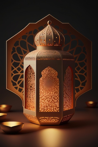 Happy Ramadan Kareem mosque lantern Illustrator AI Generative