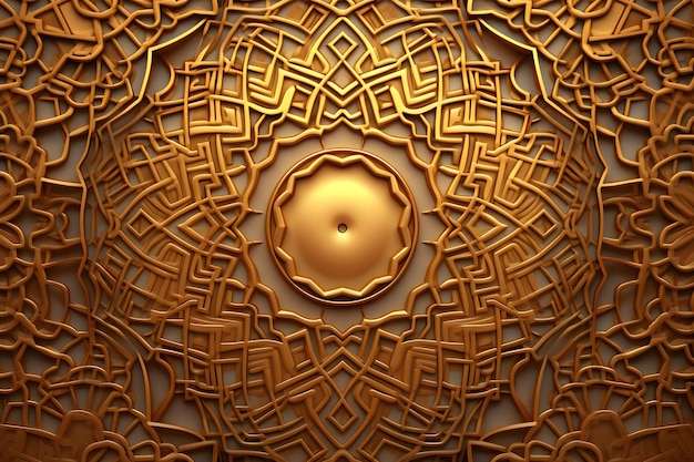 Happy ramadan kareem season golden decorative arabesque background