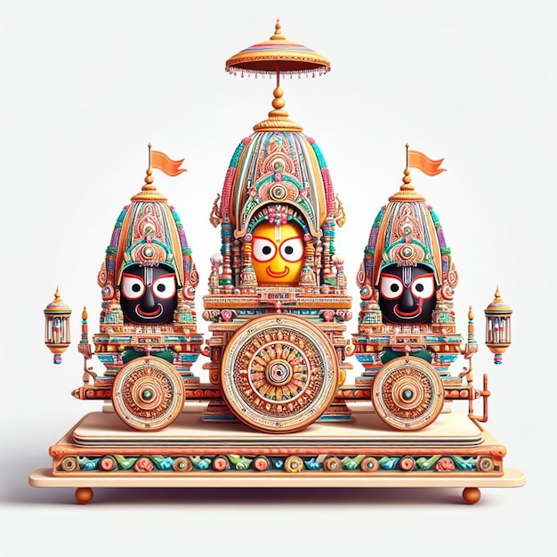 Happy Rath Yatra wishes greeting illustration