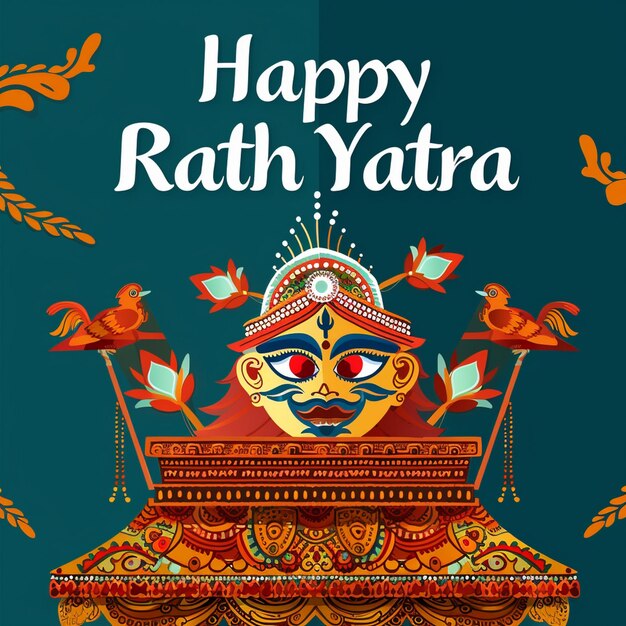 Happy Ratha yatra Indian festival Ratha Yatra of Lord Jagannath Odisha Rath vector illustration