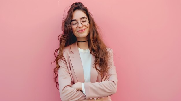 Happy relaxed confident young businesswoman