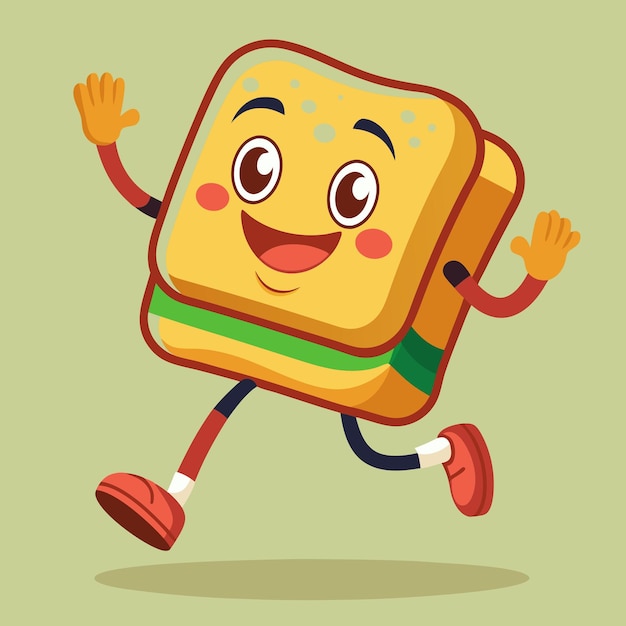 Photo happy sandwich walking with joyful expression vector illustration