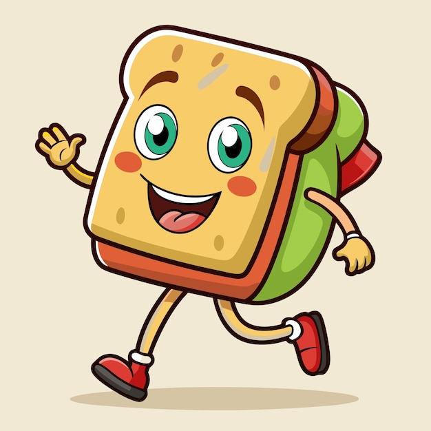 Photo happy sandwich walking with joyful expression vector illustration