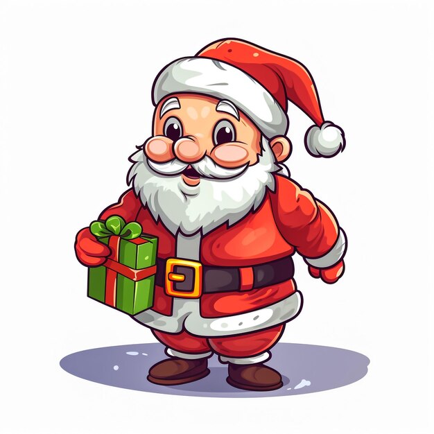 Happy Santa Clauss with christmas presents on a neutral background