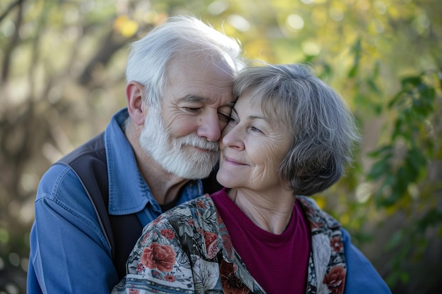 Photo happy senior couple during winter