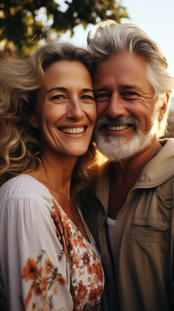 Happy senior couple embracing tightly