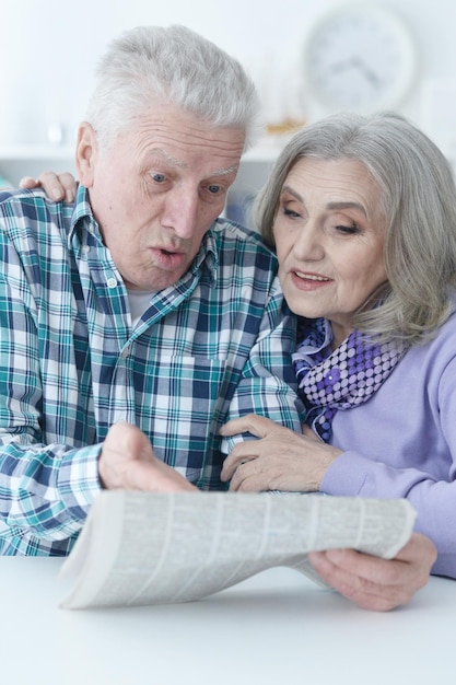 Happy senior couple at home