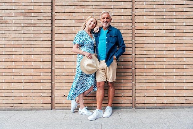 Happy senior couple spending time together in London city