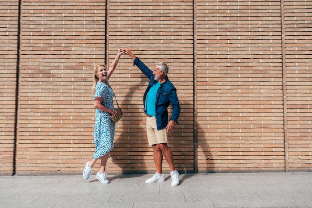 Happy senior couple spending time together in London city