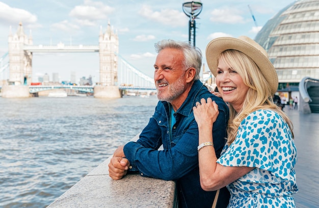 Happy senior couple spending time together in London city