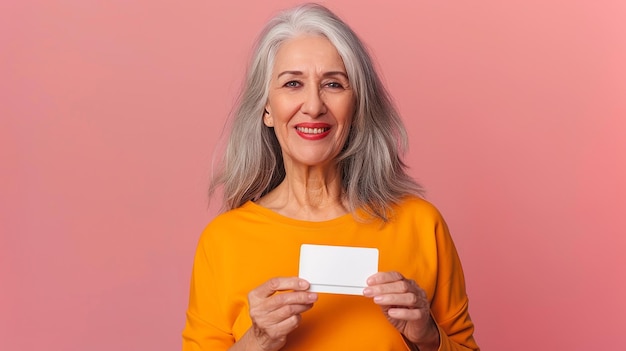 Happy Senior Woman Holding an Empty