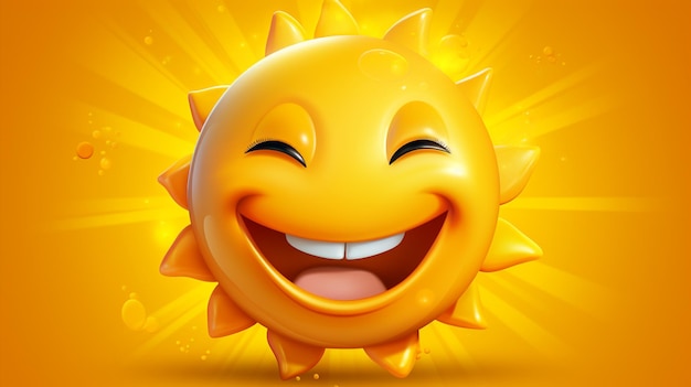 happy smile cartoon character sun