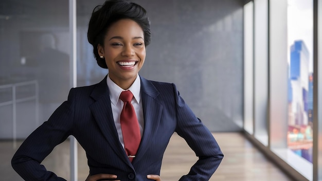 Happy smiling african american woman in formal business attire