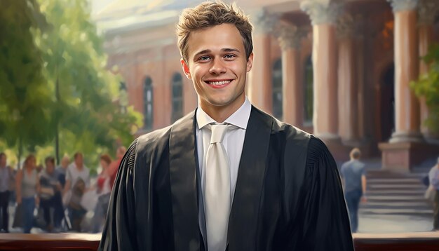 Happy smiling male lawyer with formal suit