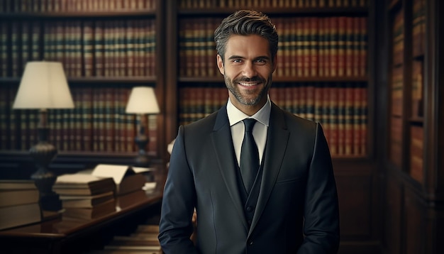 Happy smiling male lawyer with formal suit