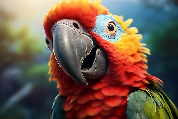 Happy Smiling Parrot Funny Illustration Generative AI