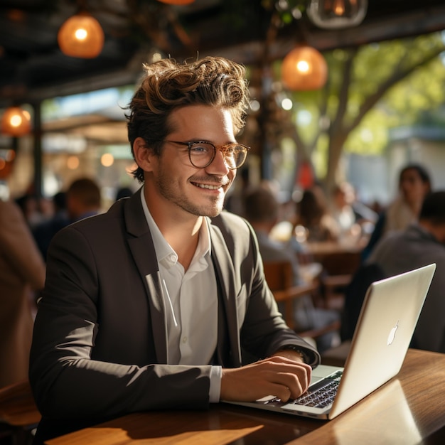 Happy smiling professional business man company employee