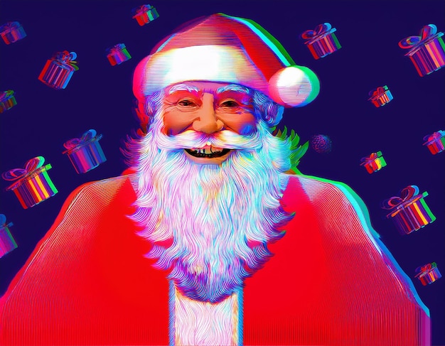 Happy Smiling Santa Claus with Gifts for Children