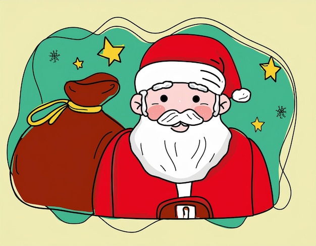 Happy Smiling Santa Claus with Gifts for Children