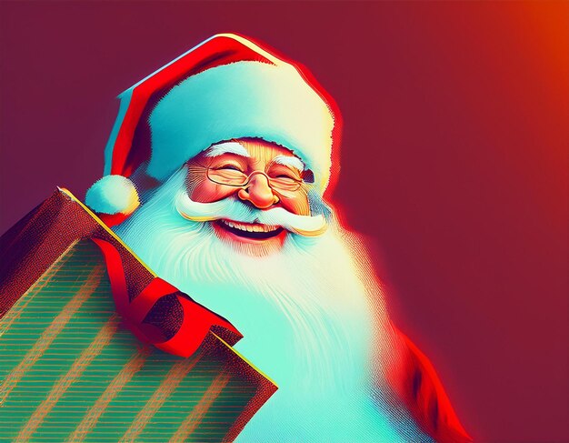 Photo happy smiling santa claus with gifts for children