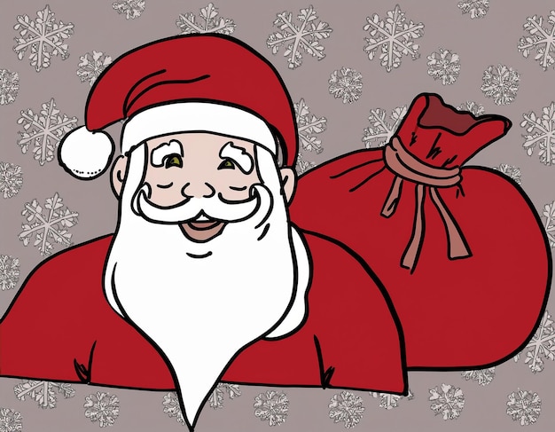 Happy Smiling Santa Claus with Gifts for Children