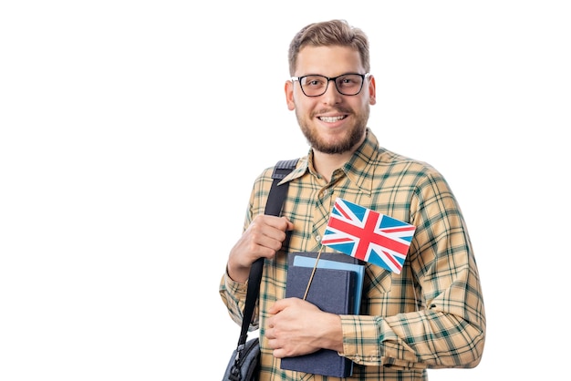 Happy smiling successful male student looking