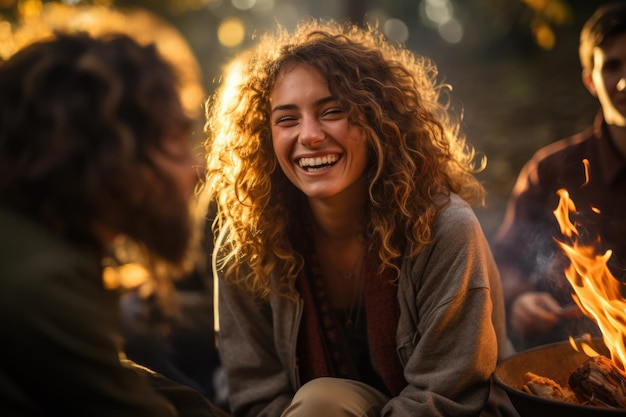 Happy smiling woman in evening light