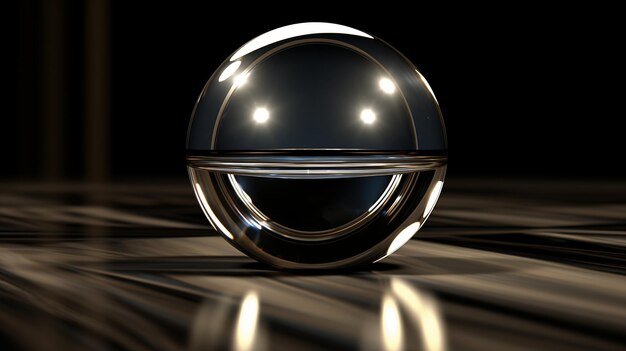 Photo happy sphere a reflective glass sphere with a smiley face in a dimly lit environment