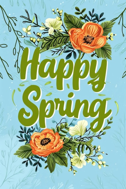 Happy spring invitation card design with flowers