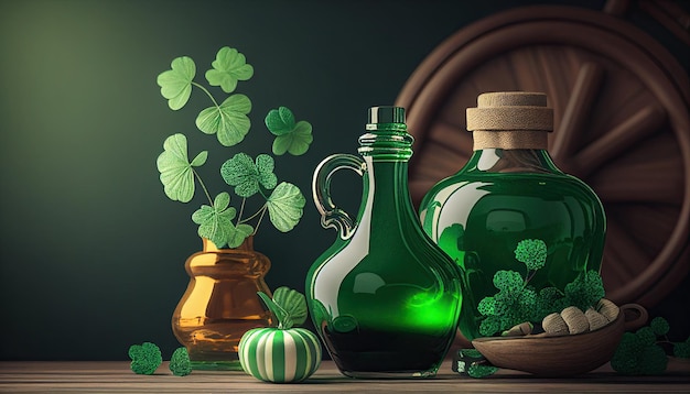 Happy St Patricks Day Background Holiday Illustration Green Saint Patrick Generative AI design