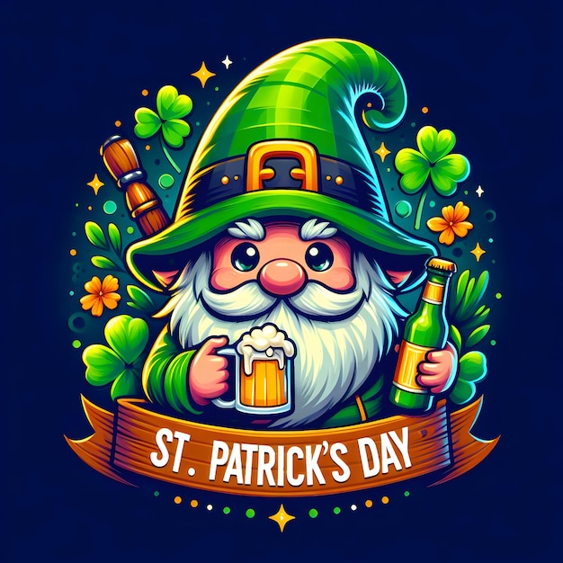 Happy St Patricks Day Irish celebration design Beer festival lettering typography icon