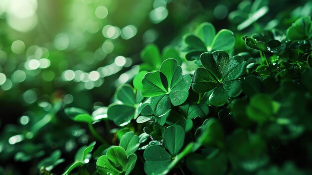 Happy StPatriks day Composition with clover leaves