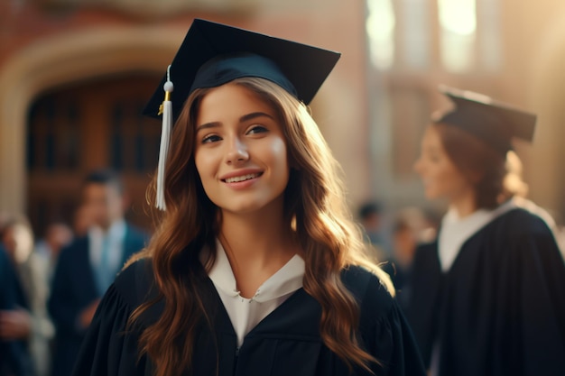 Happy student starts to study Freshman at the university AI generated